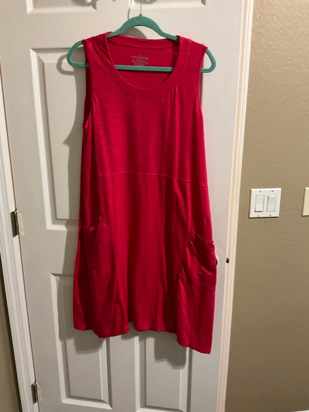 neon buddha Fuchsia 100% Cotton Scoop Neck Tank Dress with Pockets